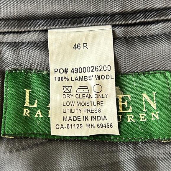 Ralph Lauren Mens Suit jacket size 46R | Grey | 100% Lambs Wool - Picture 6 of 7